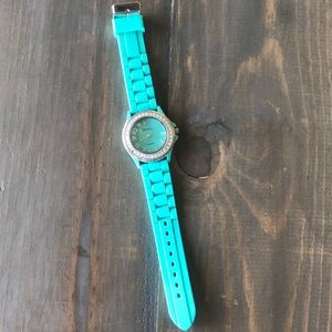 Teal Rubber Geneva Watch